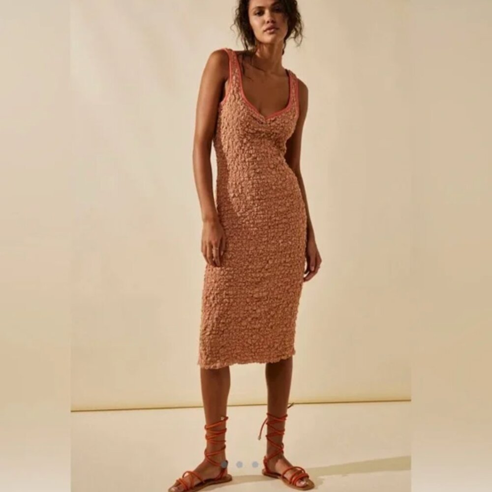 Free People Set the Bar Smocked Midi Dress Sz. XS NWT